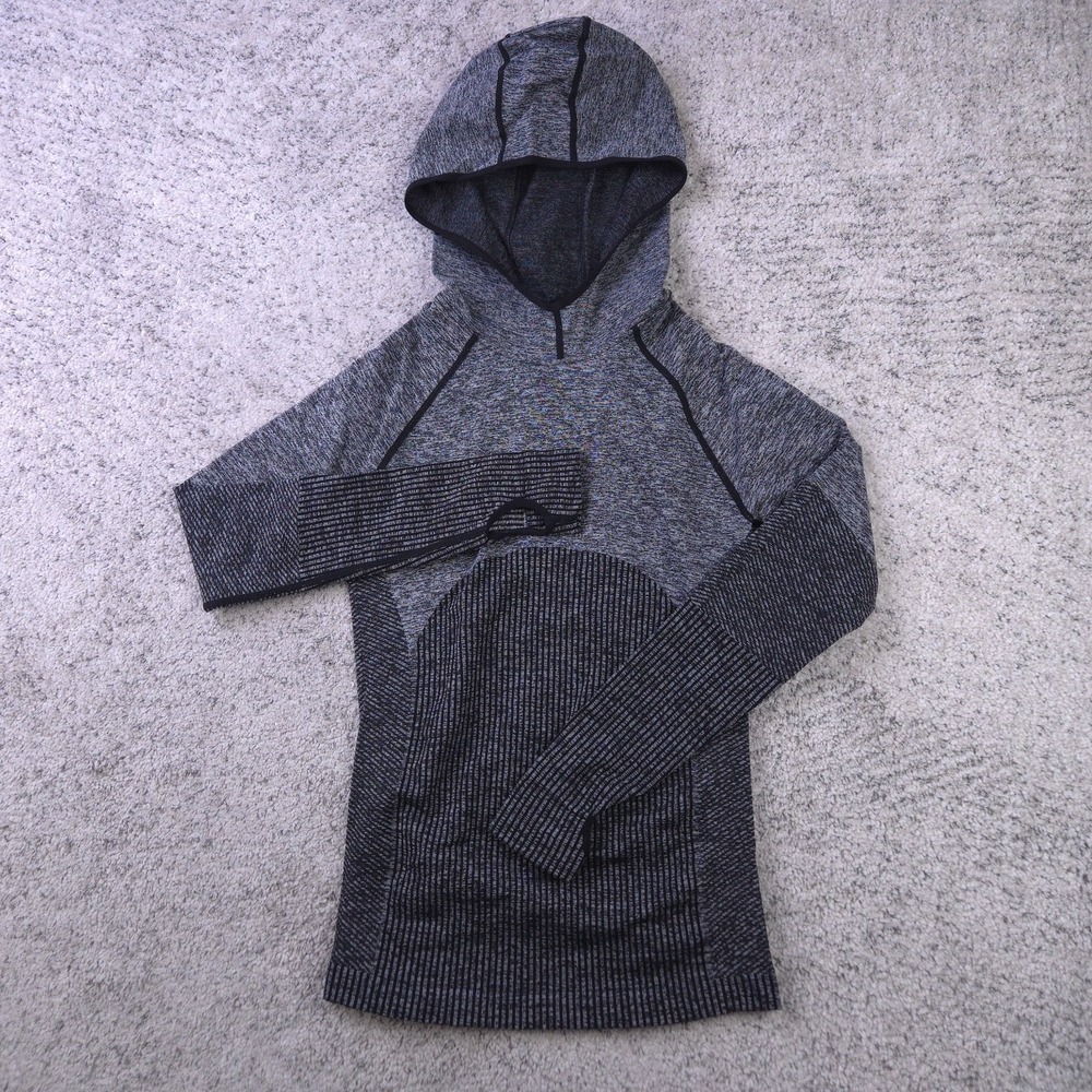 Fabletics Avaline Seamless Training Hoodie Gray Womens XS Thumb Loops Pullover